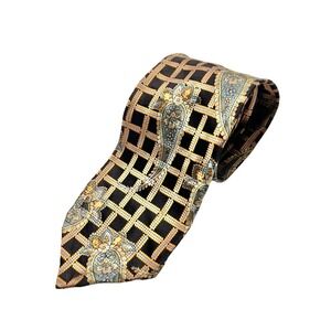 Robert Talbott Seven Fold Limited Edition Silk Tie Lattice Paisley Black Gold